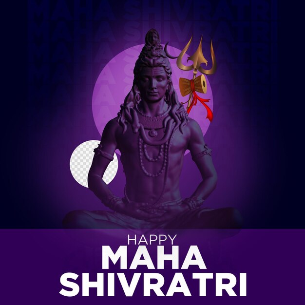 PSD maha shivratri 3d rendered social media template