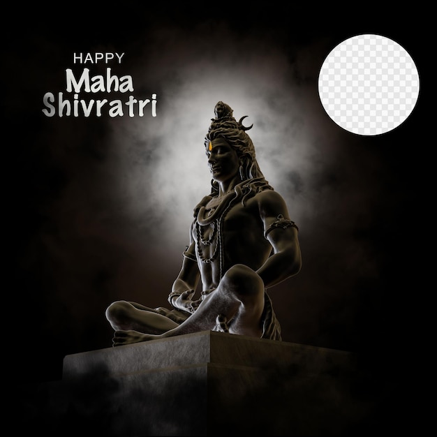 PSD maha shivratri-achtergrond met lord shiva 3d render afbeelding met transparante achtergrond