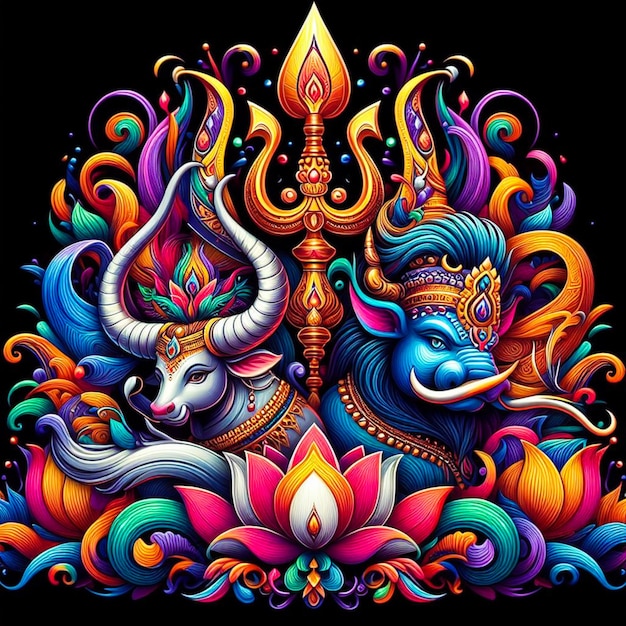 PSD illustrazione di maha shivratri