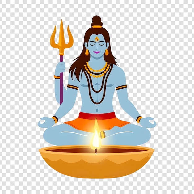 Maha Shivratri 上帝 Shiva 在孤立的透明背景上