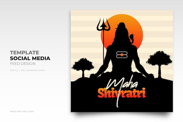 Modello di post instagram di maha shivratri lord shiva sui social media