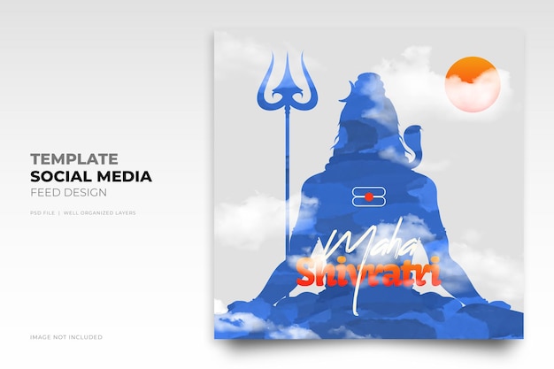 PSD maha shivratri lord shiva social media instagram post template