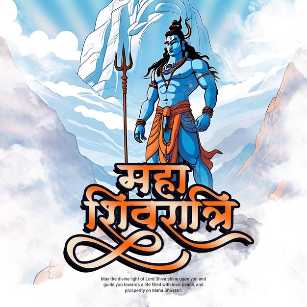 PSD maha shivratri lord shiva social media post-sjabloonbanner