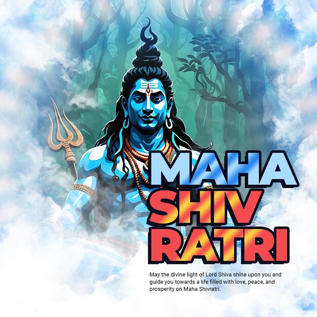 PSD maha shivratri lord shiva 소셜 미디어 게시물 템플릿 배너