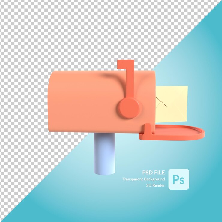 PSD mail box 3d illustration rendering