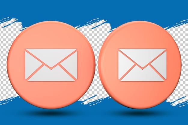 Mail or email notification button icon inbox 3d rendering