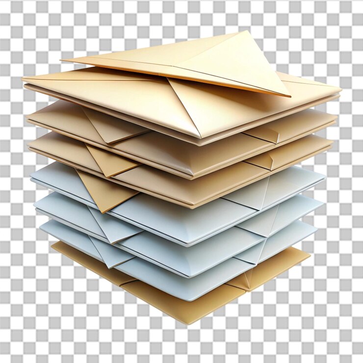 PSD mail letter messages isolated on transparent background