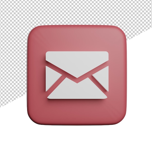 Mail or message icon front view 3d illustration rendering transparent background