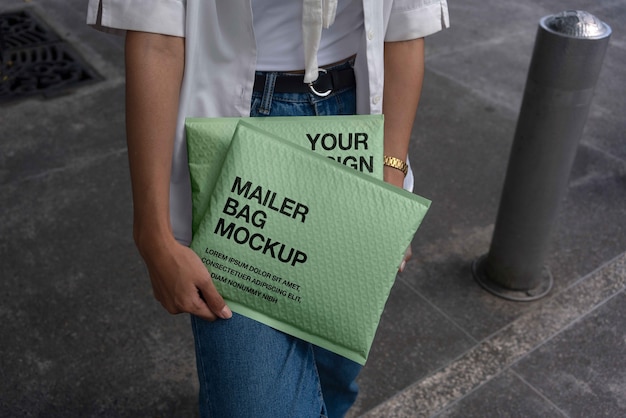 Mailer bag mockup design