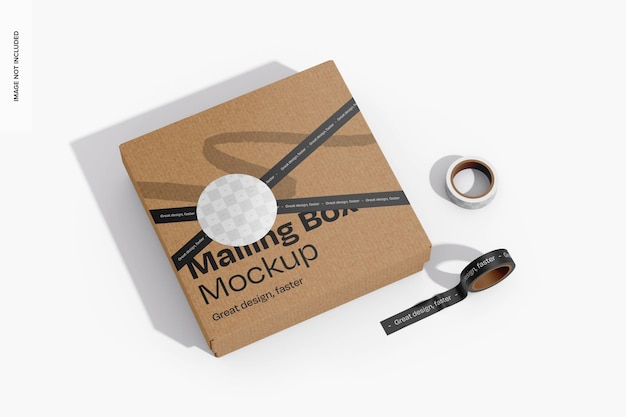 mailing box with security tape mockup