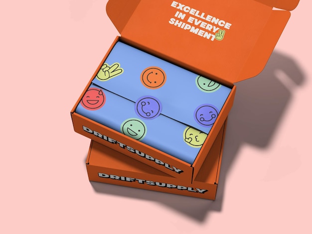 mailing box with wrapping paper mockup