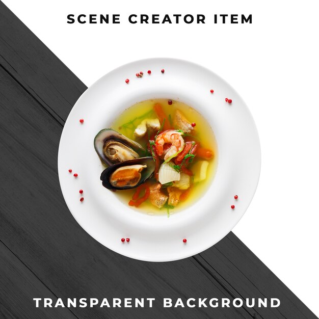 Main course food plate transparent psd