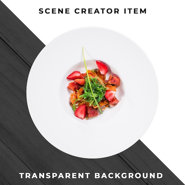 Main course food plate transparent PSD