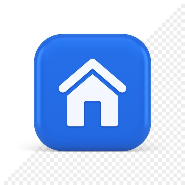 지붕 탐색 사이버 공간 인터페이스 3d 아이콘이 있는 메인 인터넷 페이지 버튼 홈페이지 하우스