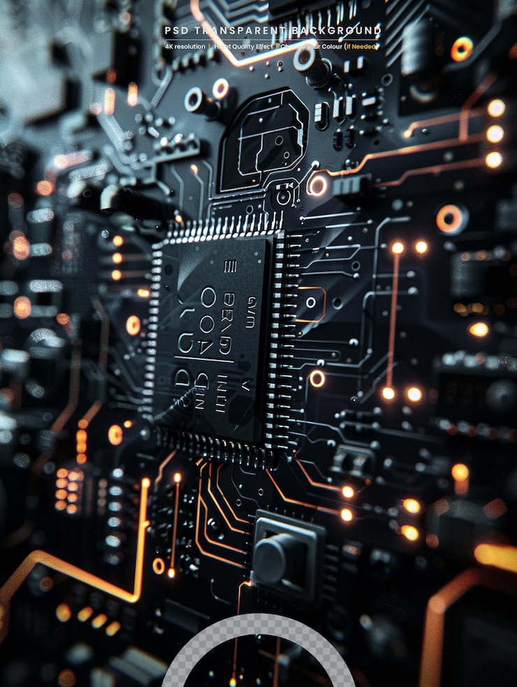 PSD mainboard on abstract background