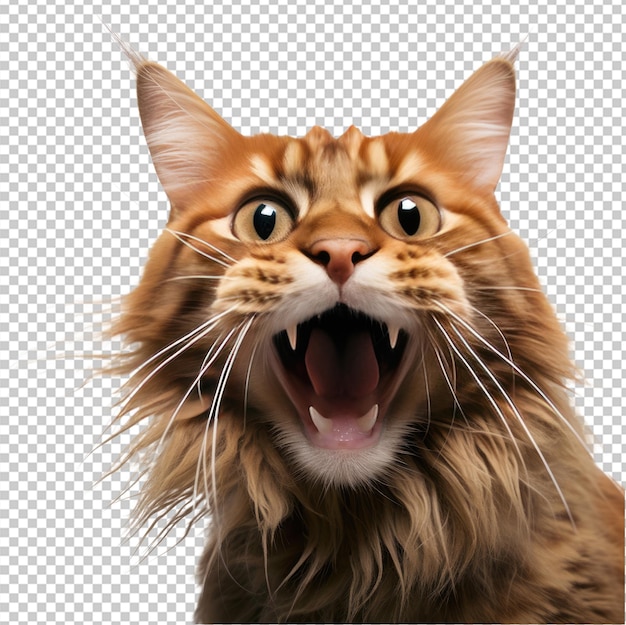 PSD Портрет кошки мейн-кун, изолированный на прозрачном фоне