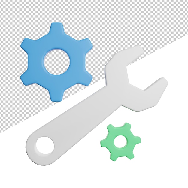 maintenance system front view 3d icons rendering illustration on transparent background