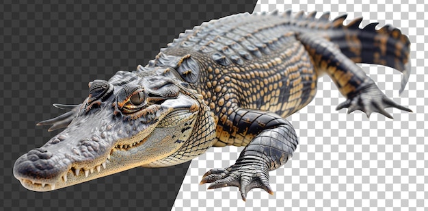 Majestatyczny aligator w naturalnym środowisku na przezroczystym tle png