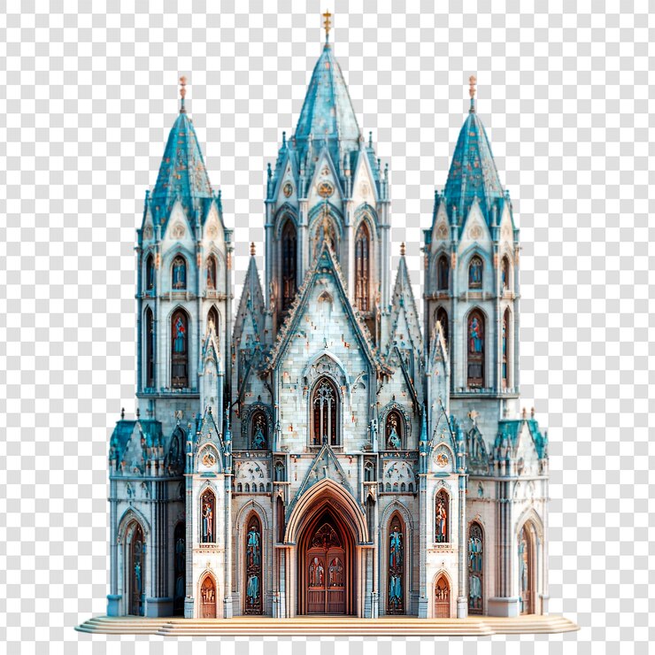 PSD majestic blue cathedral puzzle intricate design
