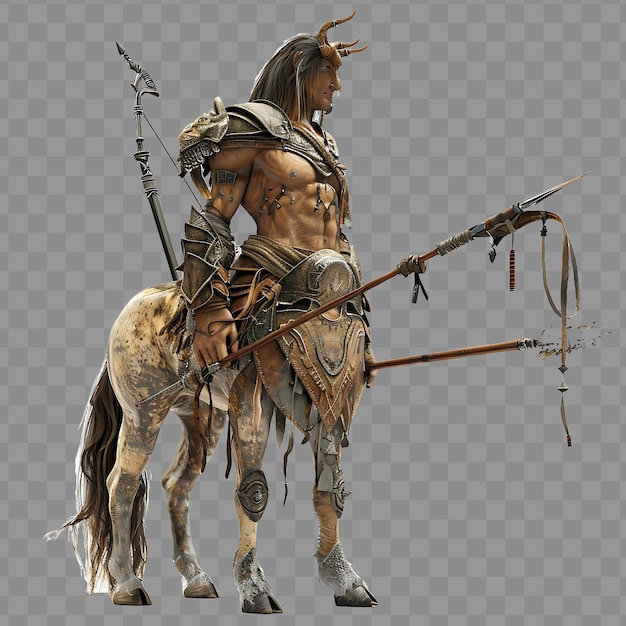 PSD majestic centaur noble steed with half human half horse form character design game asset concept