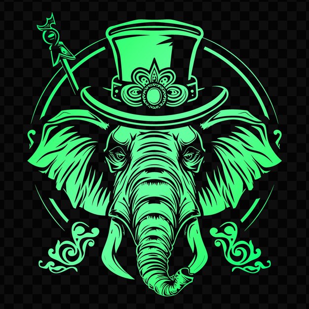 PSD majestic elephant animal mascot logo with circus ringmaster psd vector tshirt tattoo ink art