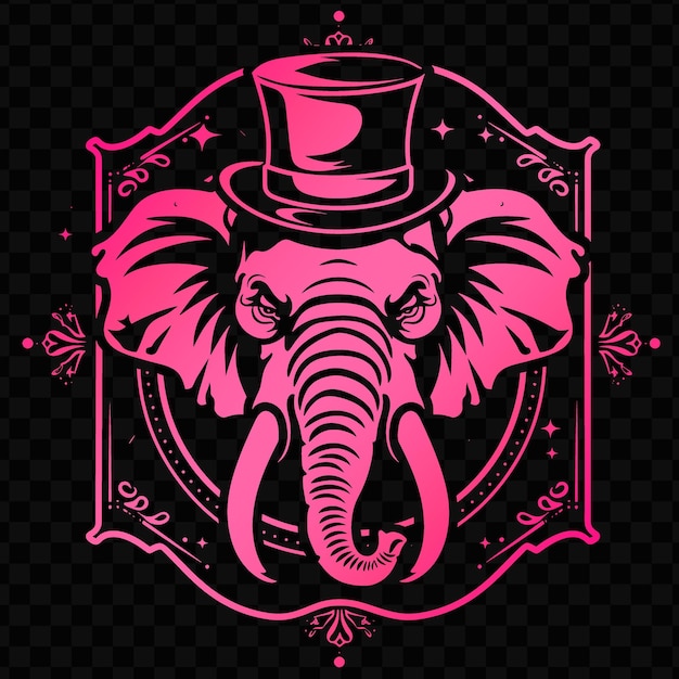 PSD majestic elephant animal mascot logo with circus ringmaster psd vector tshirt tattoo ink art