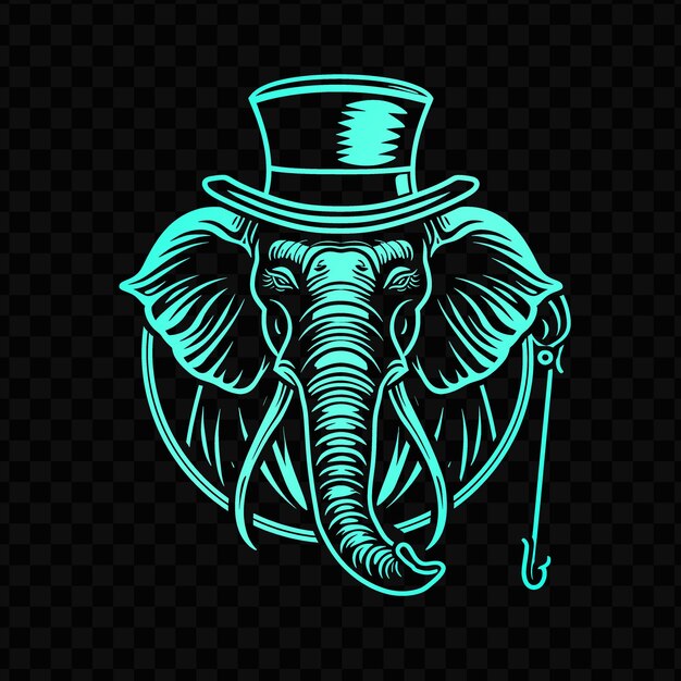 PSD majestic elephant animal mascot logo with circus ringmaster psd vector tshirt tattoo ink art