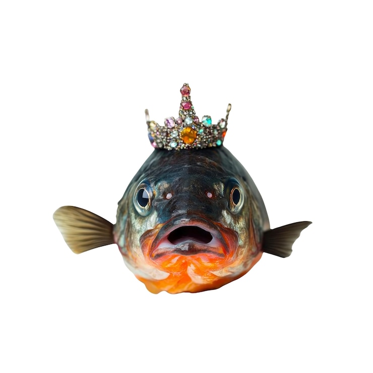 PSD majestic fish with jeweled crown