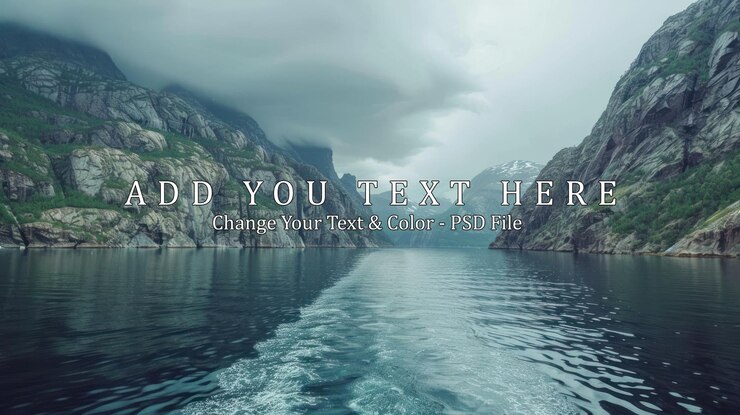 PSD majestic fjord landscape in norway