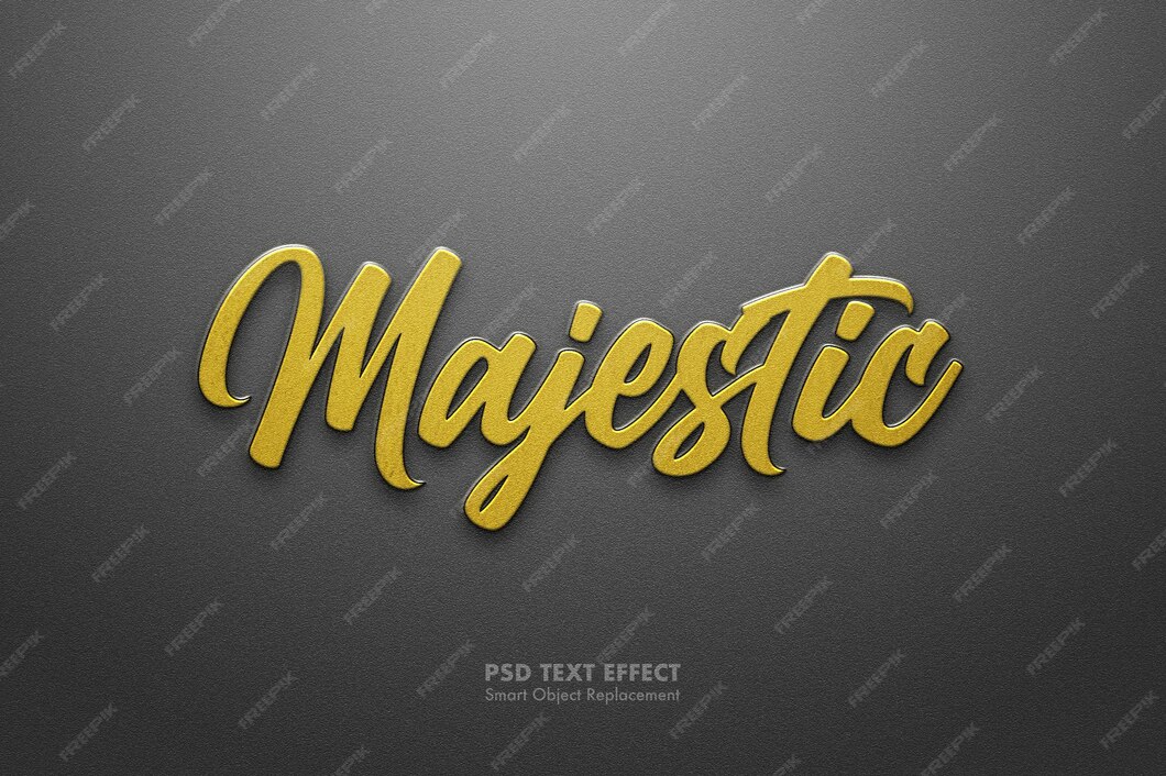 Premium PSD Majestic gold emboss text effect with textured background