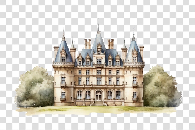 PSD majestic historical castle illustration