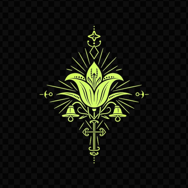 PSD majestic lily of the valley badge logo con campane decorative creative psd vector design tatto cnc