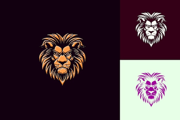 Majestic Lion Mascot Logo met een manen en een koninklijke uitdrukking Leuke abstracte vectorontwerpen