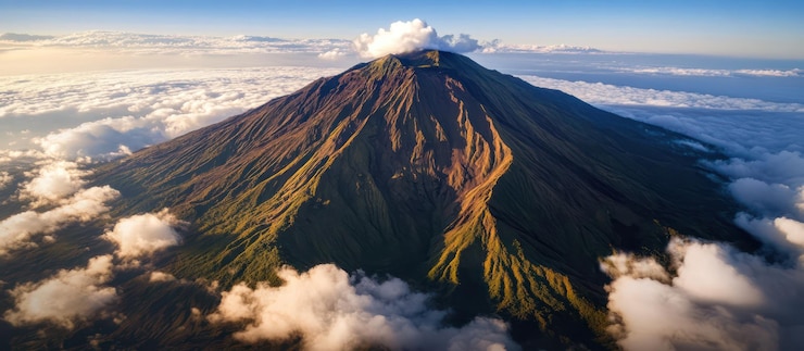 PSD majestic mount agung bali a sunrise aerial view