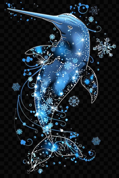 Majestic narwhal with icy arctic waters and swirling snowfla psd world ocean sea day scene animal