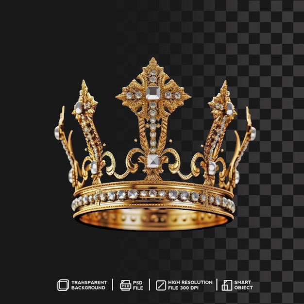 PSD majestic queen crown on isolated transparent background