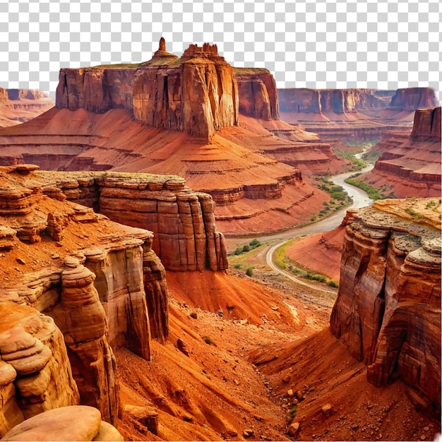 majestic red rock canyon formations panoramic isolated on transparent background
