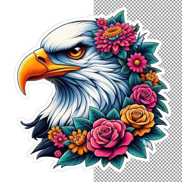 PSD majestic soar eagle face sticker elegance