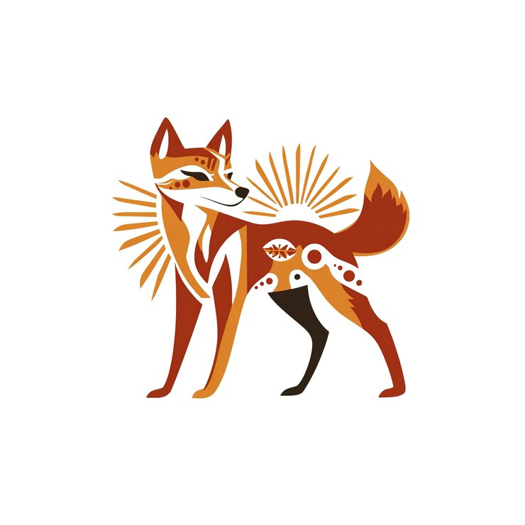 PSD majestic sunrise wolf stylized canine art