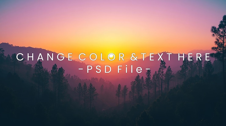 PSD majestic sunset over silhouetted mountain range