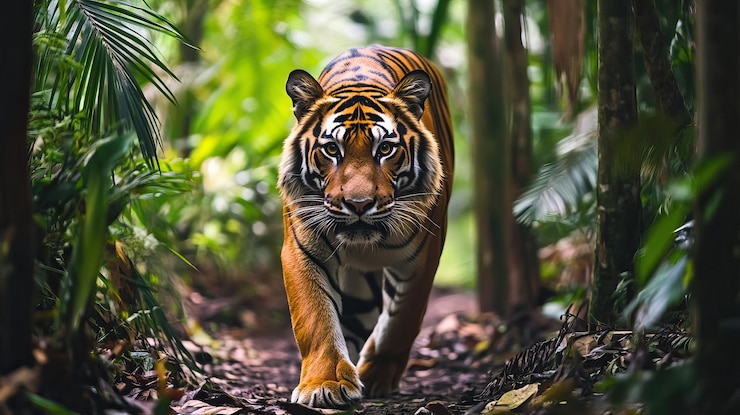 PSD majestic tiger in a lush jungle