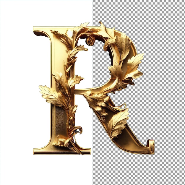 PSD majestic typeface isolated letters in gilded embrace