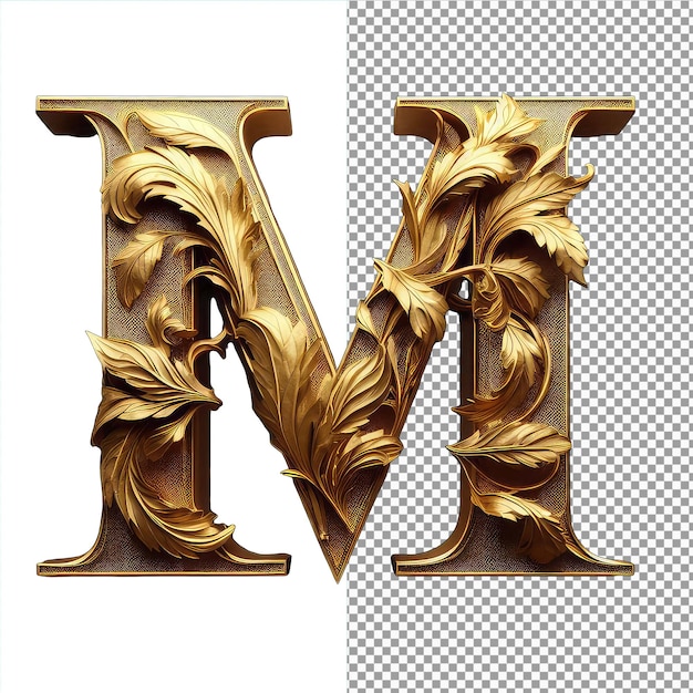 Majestic typeface isolated letters in gilded embrace