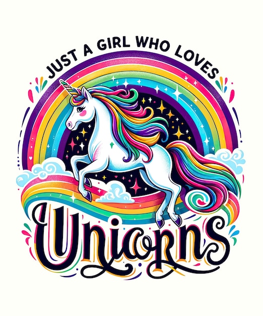 PSD majestic unicorn over rainbow girls kocham tylko dziewczynę, która kocha