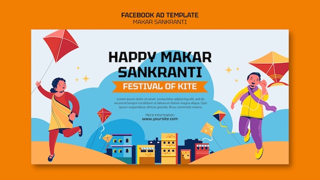 PSD template facebook per la celebrazione di makar sankranti