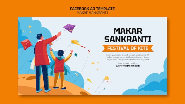 PSD template facebook per la celebrazione di makar sankranti