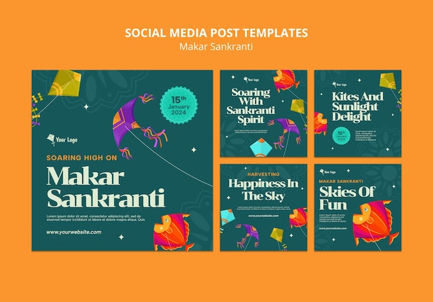 PSD post su instagram per la celebrazione di makar sankranti