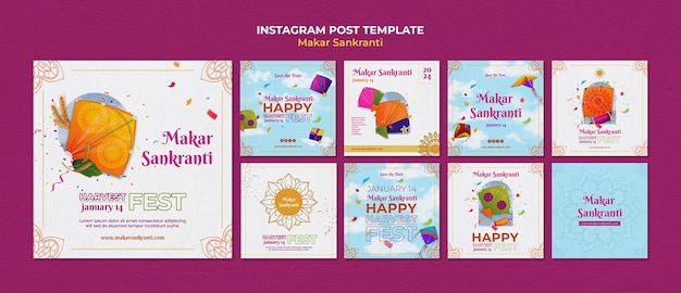 PSD makar sankranti template design