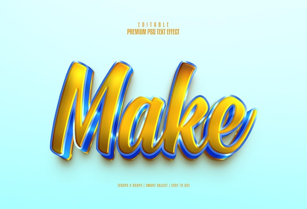 Make golden editable premium 3d psd text effect