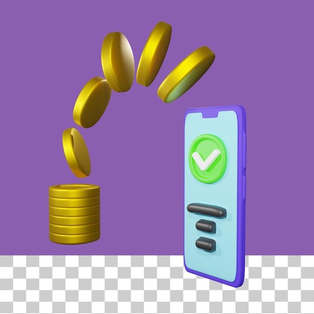 Make money with mobile phone 3d illustration